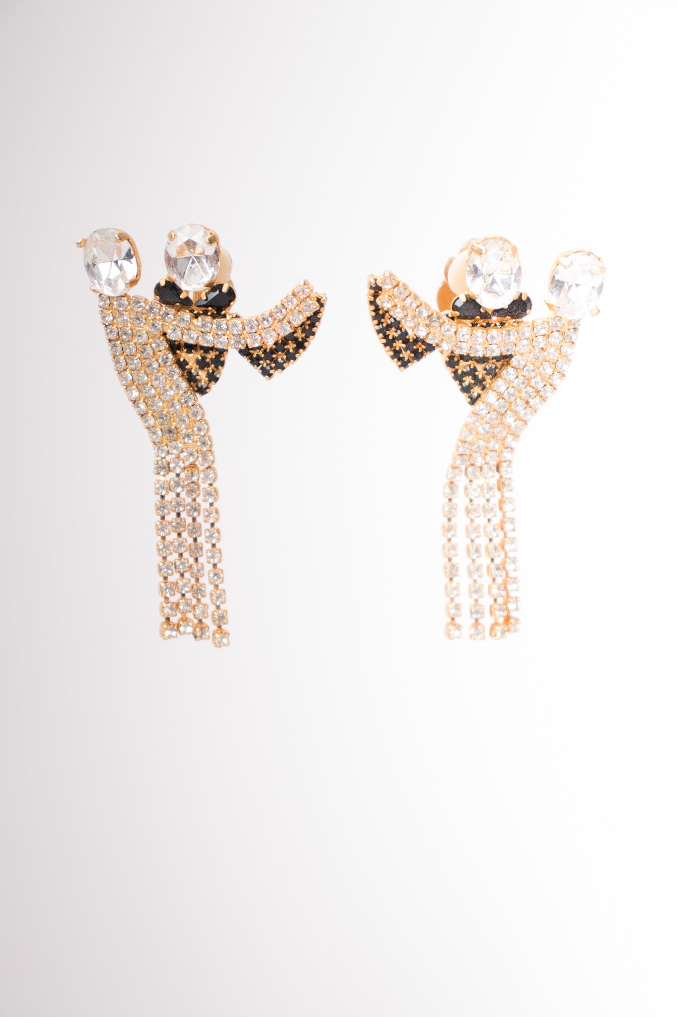 Rhinestone Dancing Couple Mr Mrs Wedding Bridal Earrings