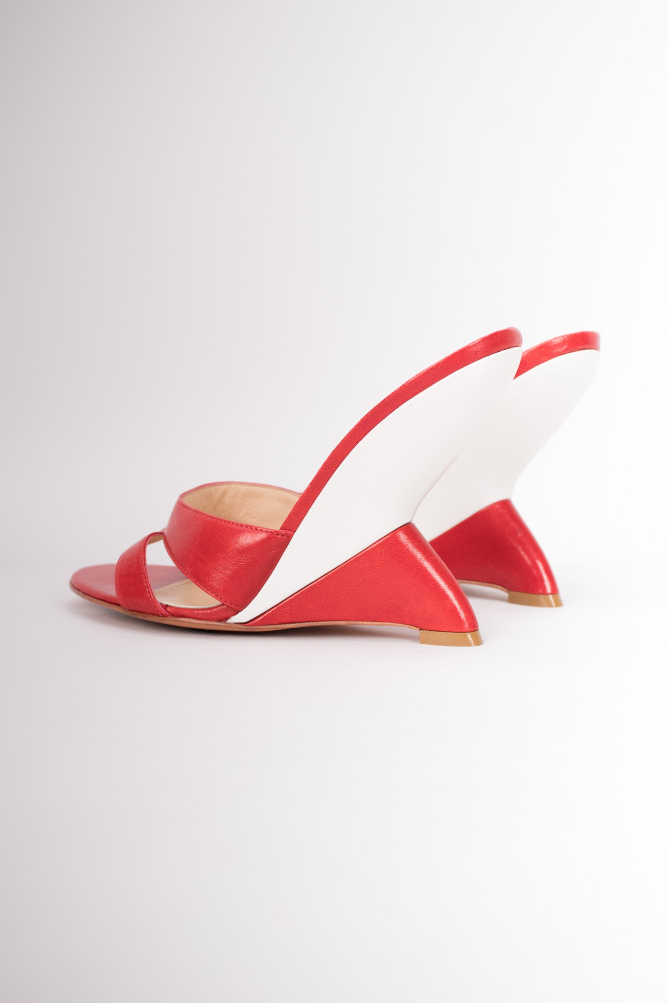 Charles Jourdan Vintage Retro Tailfin Wedge Slide Sandals