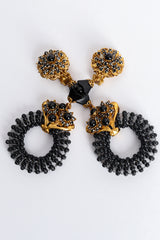 Vintage Stanley Hagler Filigree Stone Cluster Drop Hoop Earrings criss cross front @ Recess LA