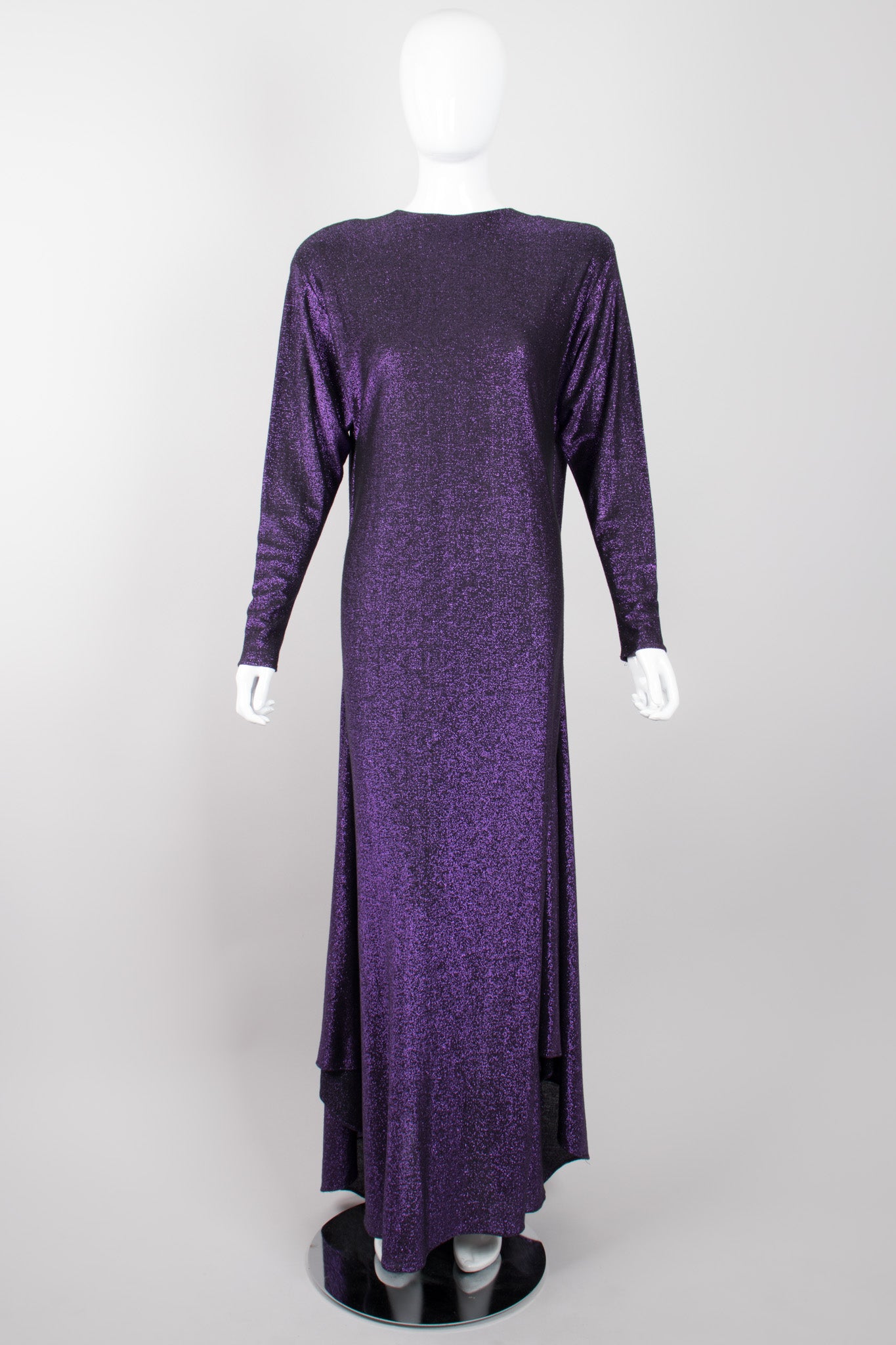 Giorgio Sant'Angelo Purple Reign Metallic Lamé Cape Dress