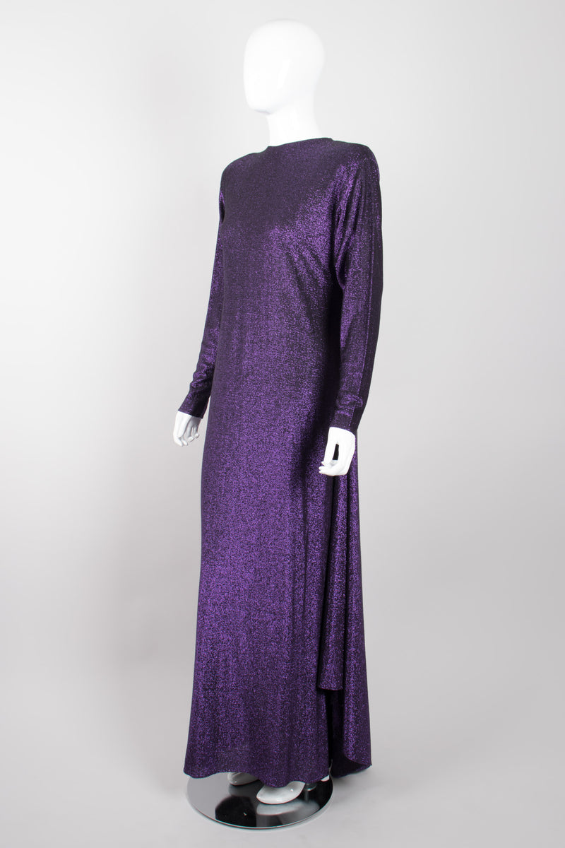 Giorgio Sant'Angelo Purple Reign Metallic Lamé Cape Dress