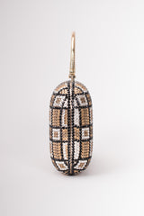 Checkered Rhinestone Vintage Metal Clutch Minaudiere