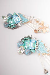 Vintage Turquoise Bead Waterfall Fringe Earrings