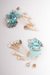 Vintage Turquoise Bead Waterfall Fringe Earrings