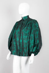 Mr. Blackwell Metallic Brocade Balloon Sleeve Swing Jacket