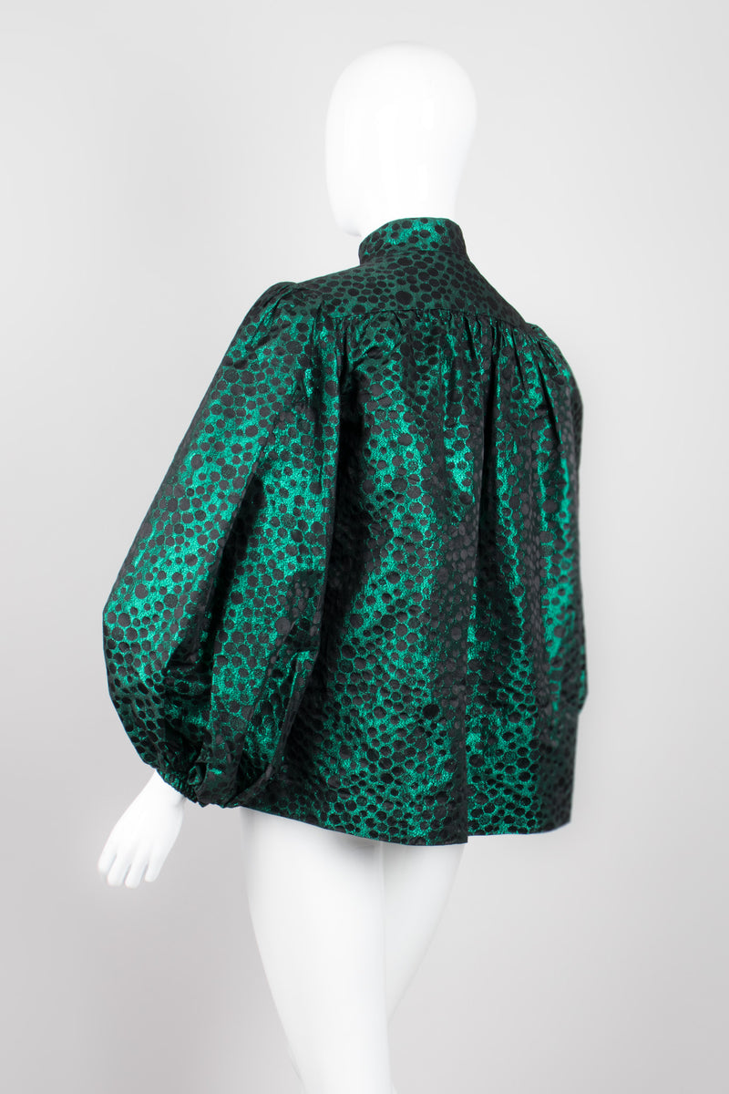 Mr. Blackwell Metallic Brocade Balloon Sleeve Swing Jacket