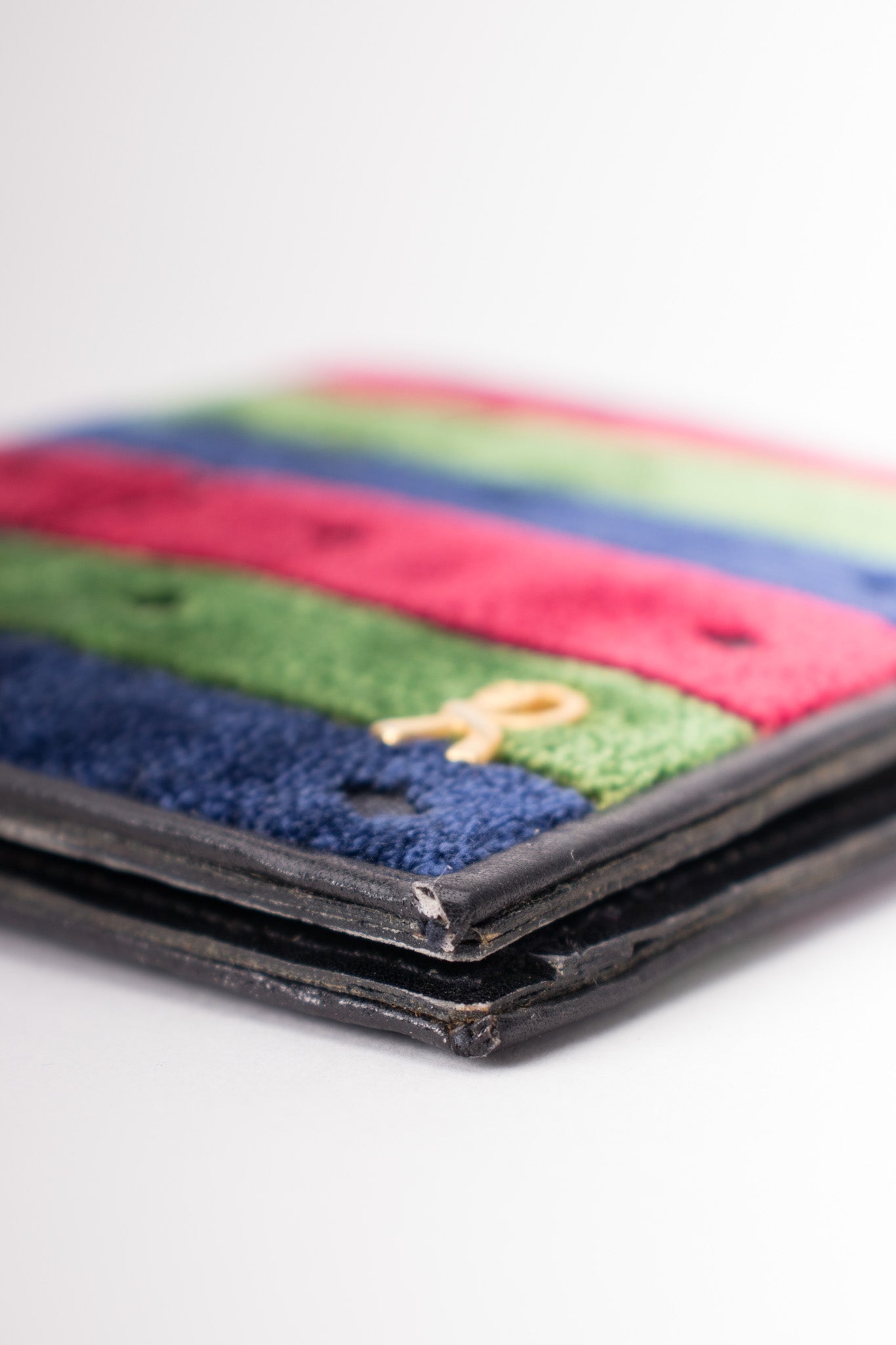 Roberta Di Camerino Signature Stripe Velvet Bifold Wallet