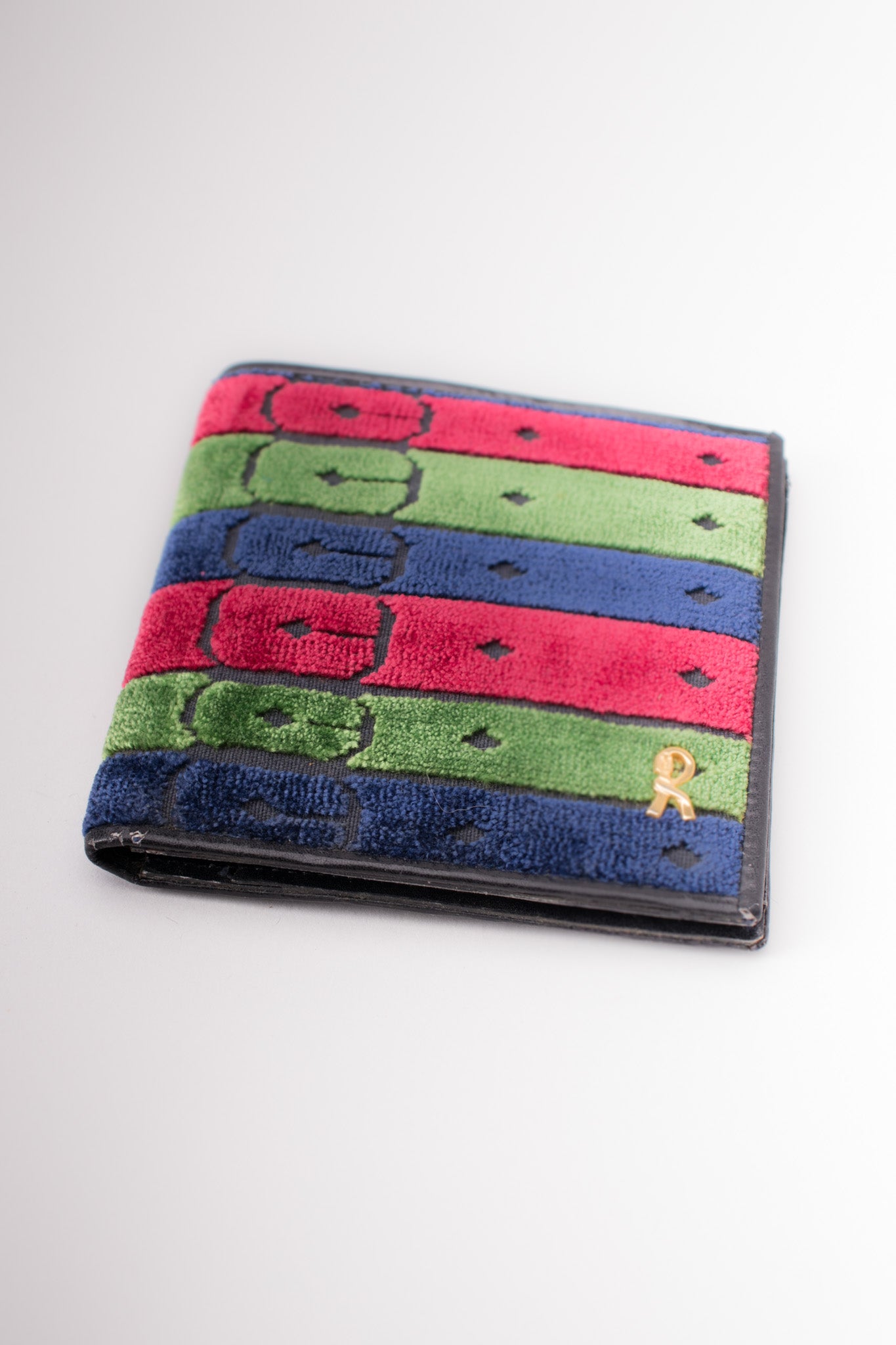 Roberta Di Camerino Signature Stripe Velvet Bifold Wallet