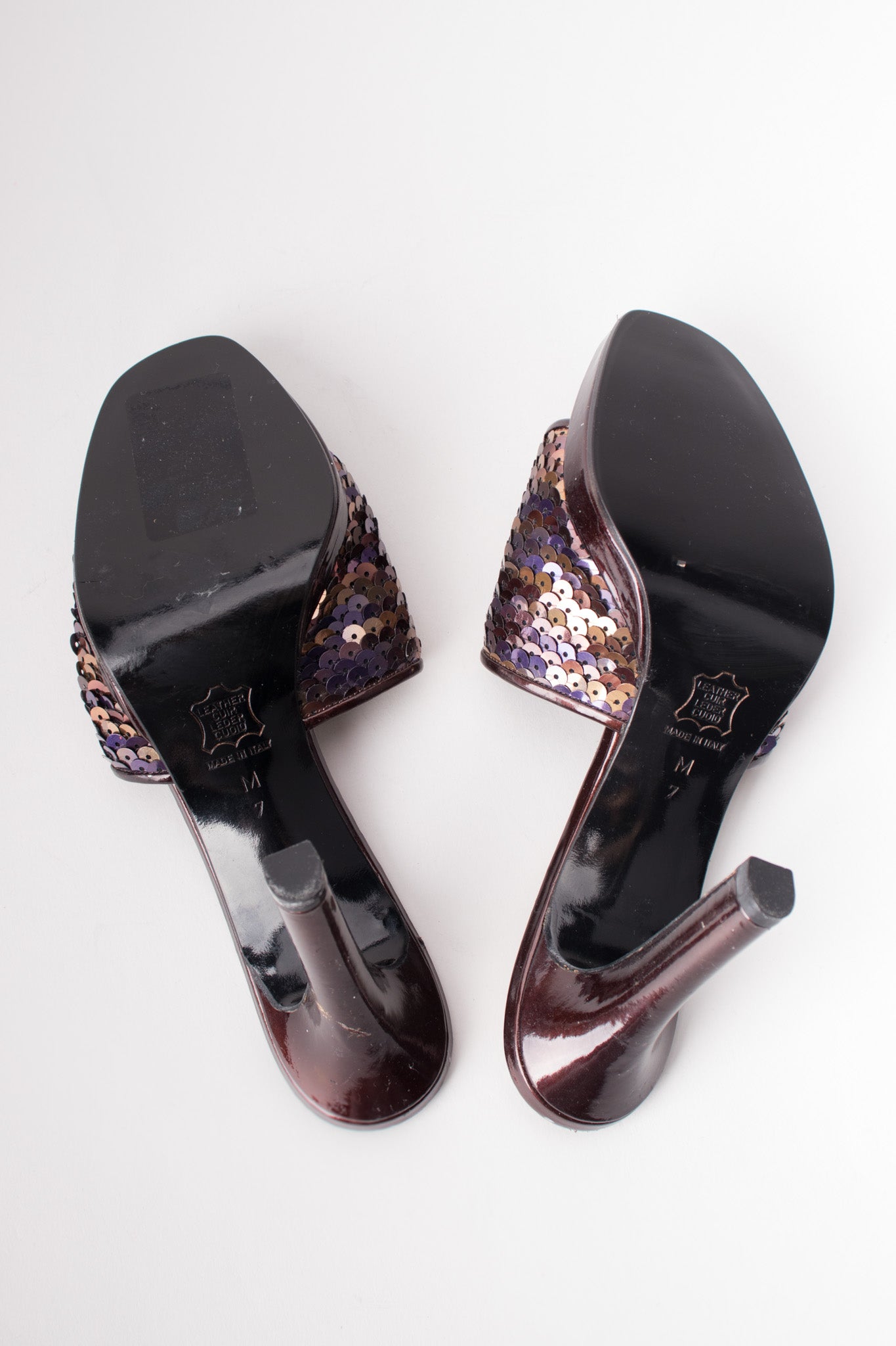 Yves Saint Laurent YSL Bronze Sequined Platform Mules