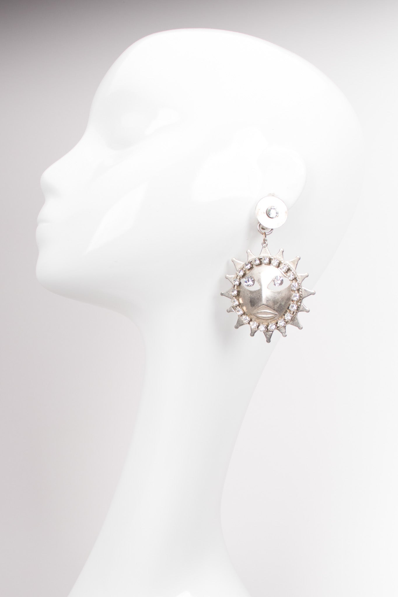 Sparkling Silver Celestial Sun Earrings