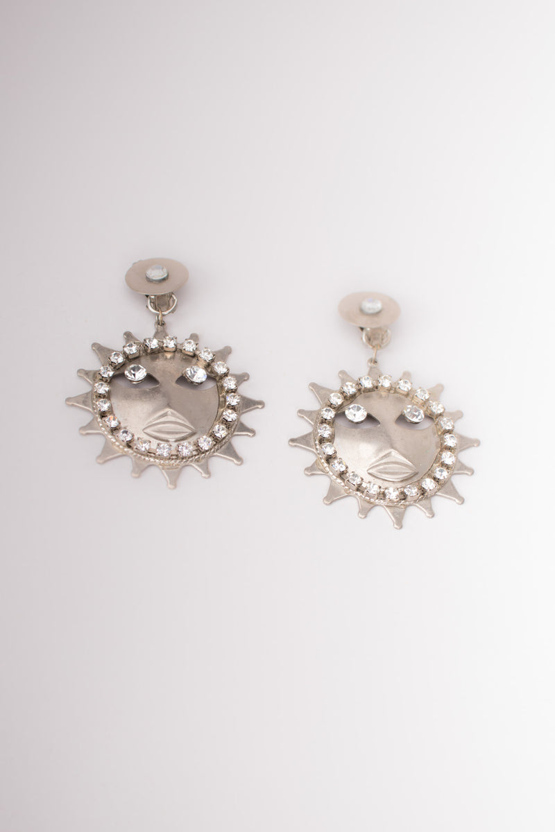 Sparkling Silver Celestial Sun Earrings