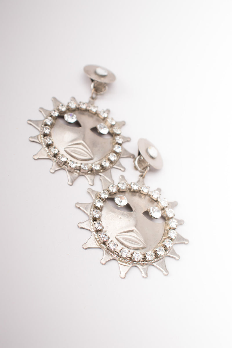 Sparkling Silver Celestial Sun Earrings