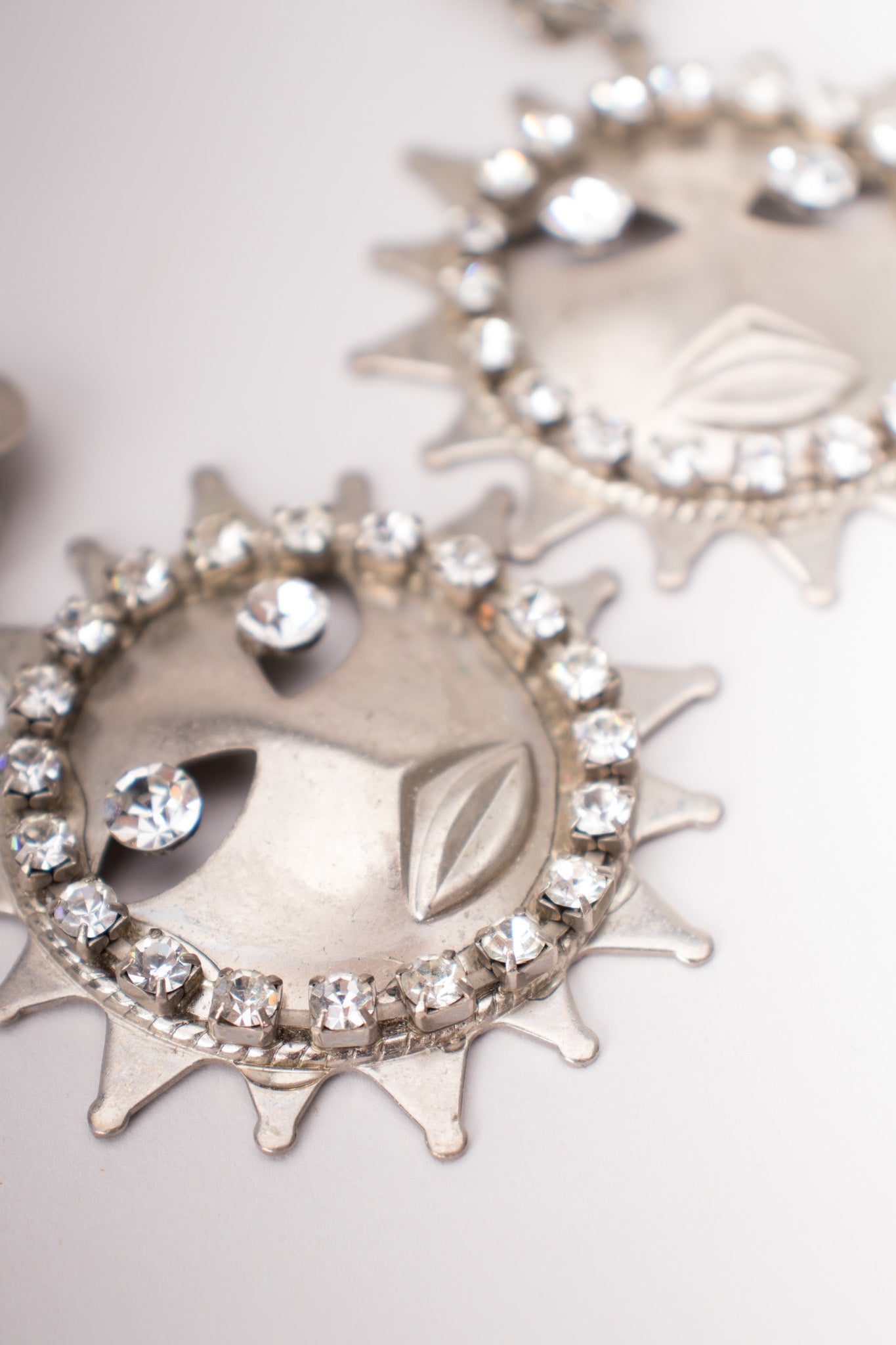 Sparkling Silver Celestial Sun Earrings