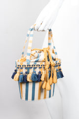 Pibra Firenze Whimsical Silk Stripe Carnival Masquerade Tassel Bag