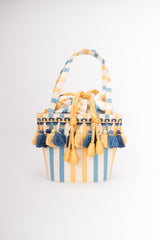 Pibra Firenze Whimsical Silk Stripe Carnival Masquerade Tassel Bag