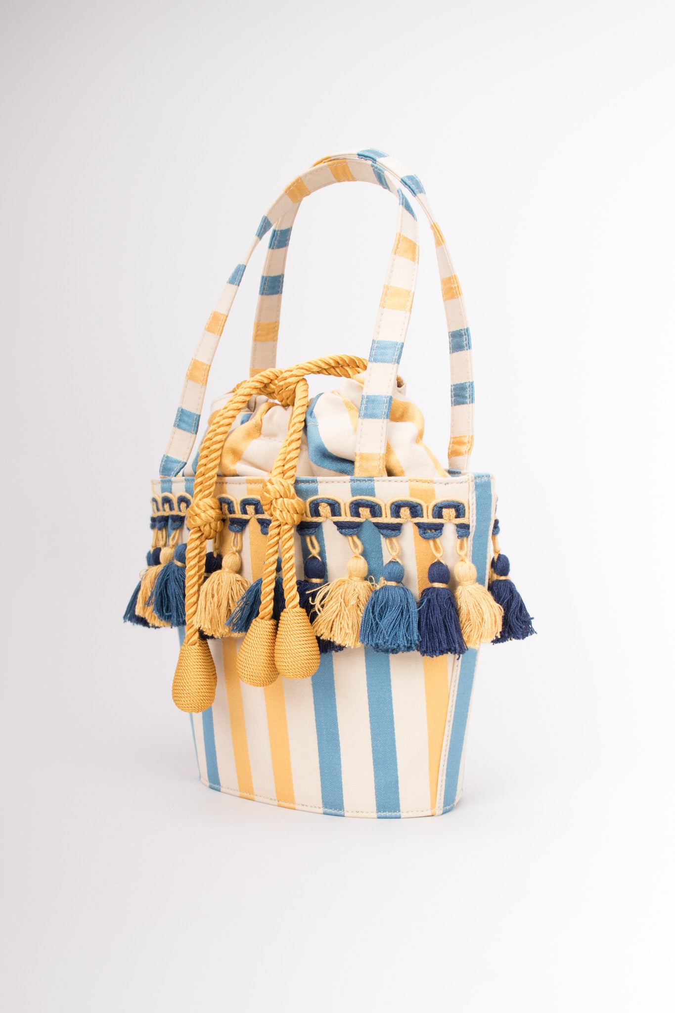 Pibra Firenze Whimsical Silk Stripe Carnival Masquerade Tassel Bag