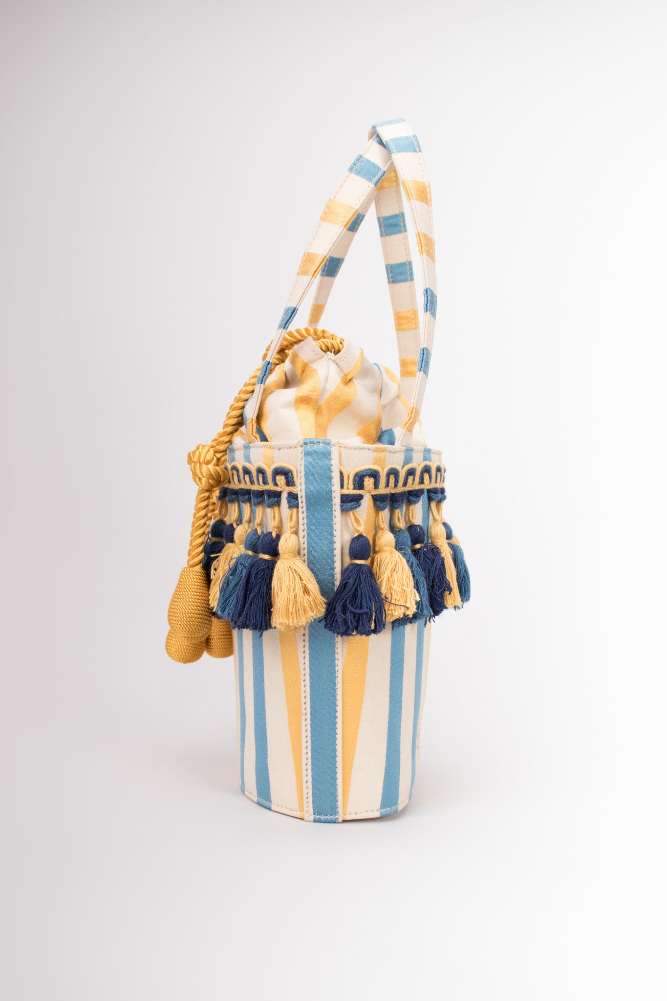 Pibra Firenze Whimsical Silk Stripe Carnival Masquerade Tassel Bag