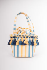 Pibra Firenze Whimsical Silk Stripe Carnival Masquerade Tassel Bag