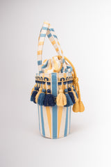 Pibra Firenze Whimsical Silk Stripe Carnival Masquerade Tassel Bag