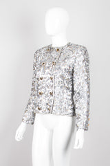 Victor Costa Wavy Embellished Double Breasted Band Jacket 