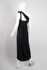 Chanel Empire Asymmetrical Chiffon Camelia Black Tie Dress