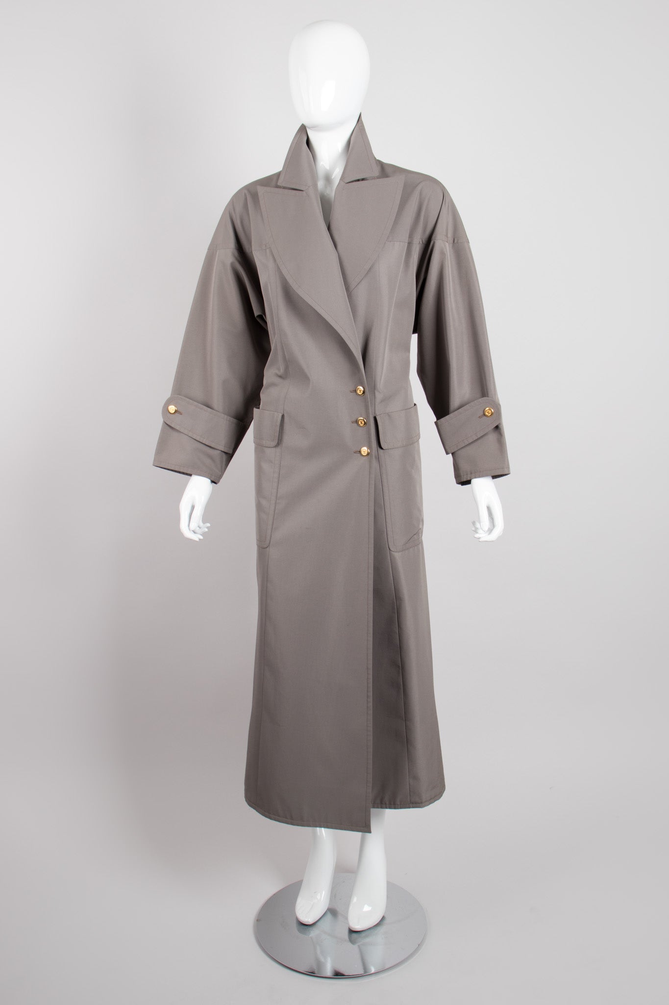 Chanel Greige Belted Trench Overcoat Raincoat