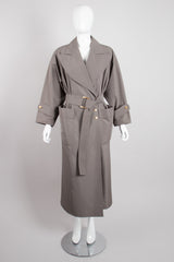 Chanel Greige Belted Trench Overcoat Raincoat