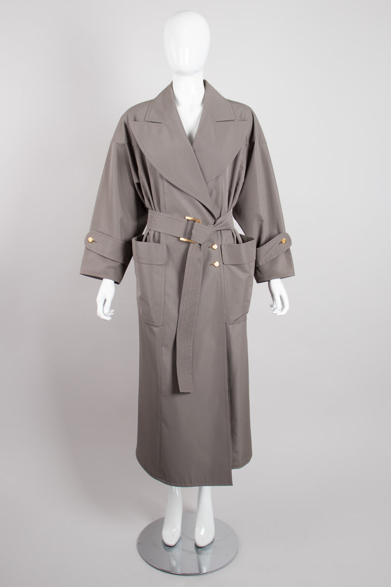 Chanel Greige Belted Trench Overcoat Raincoat