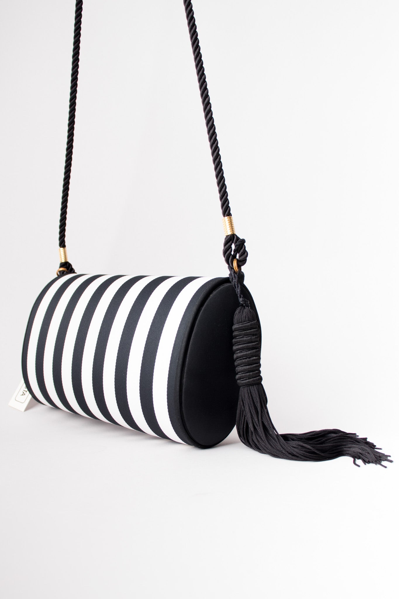 Victor Costa Regency Striped Silk Tassel Crossbody Shoulder Bag