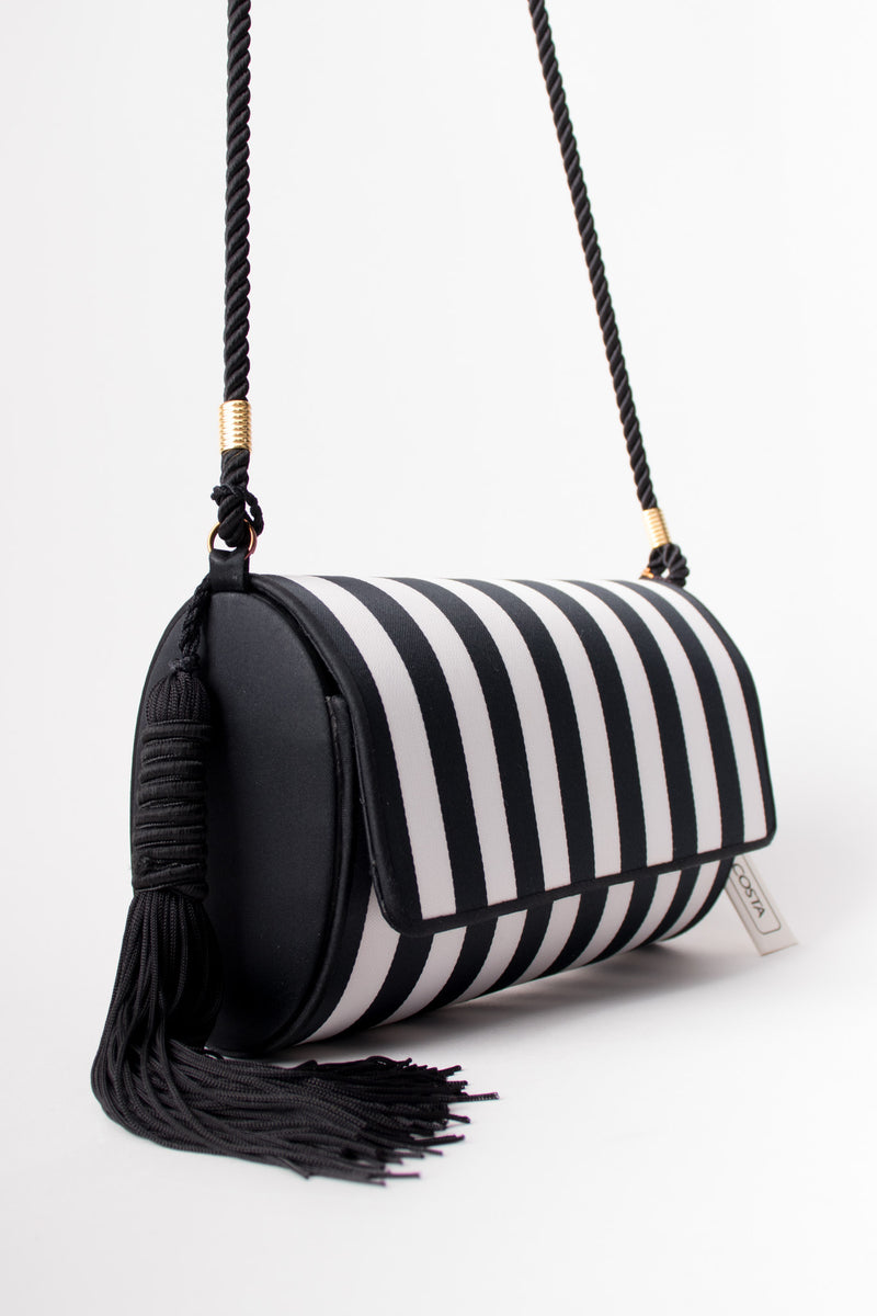 Victor Costa Regency Striped Silk Tassel Crossbody Shoulder Bag