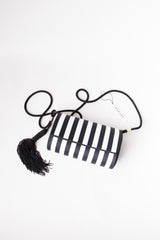 Victor Costa Regency Striped Silk Tassel Crossbody Shoulder Bag