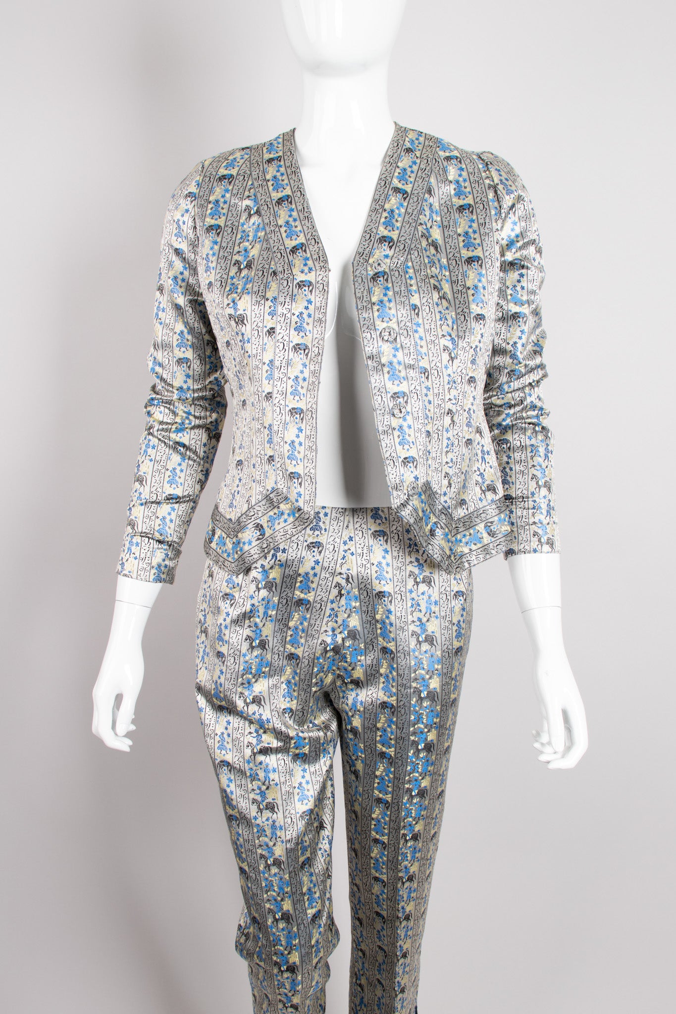 Moroccan Equestrian Tbourida Vintage Satin Brocade Jacket & Pant Set