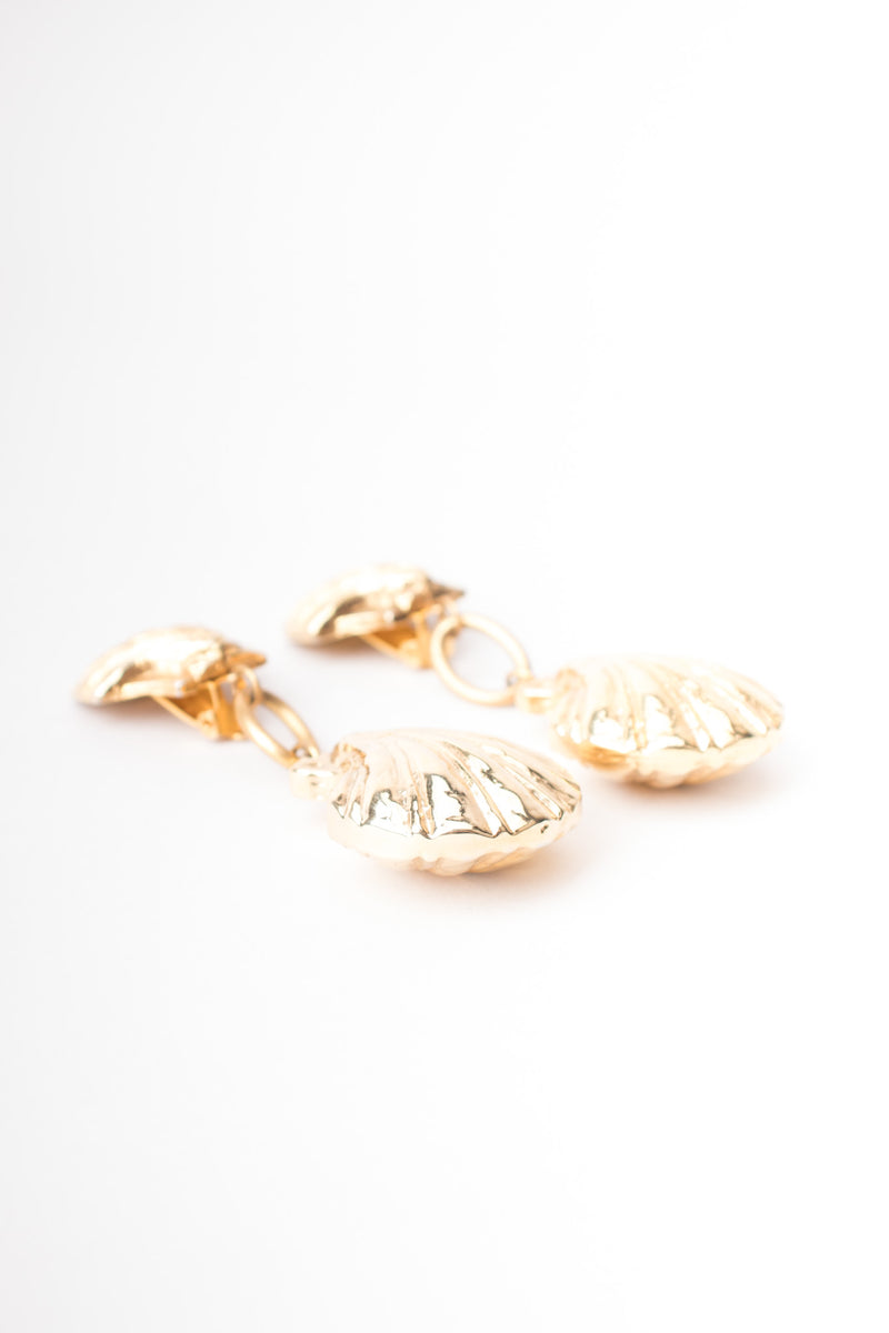 Vintage Golden Seashell Drop Earrings