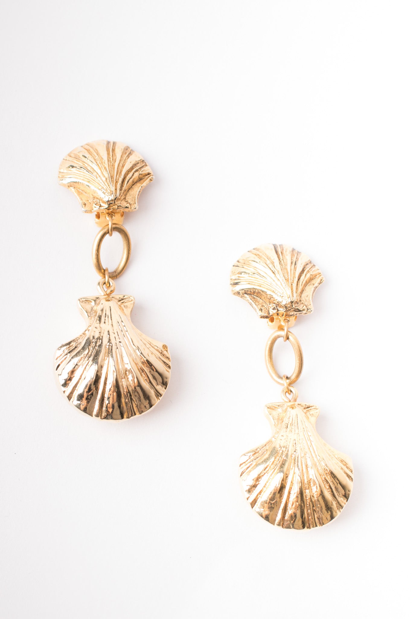 Vintage Golden Seashell Drop Earrings