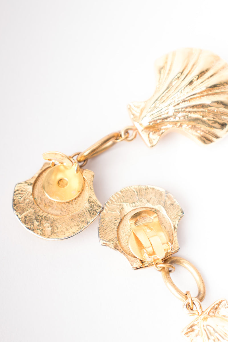 Vintage Golden Seashell Drop Earrings