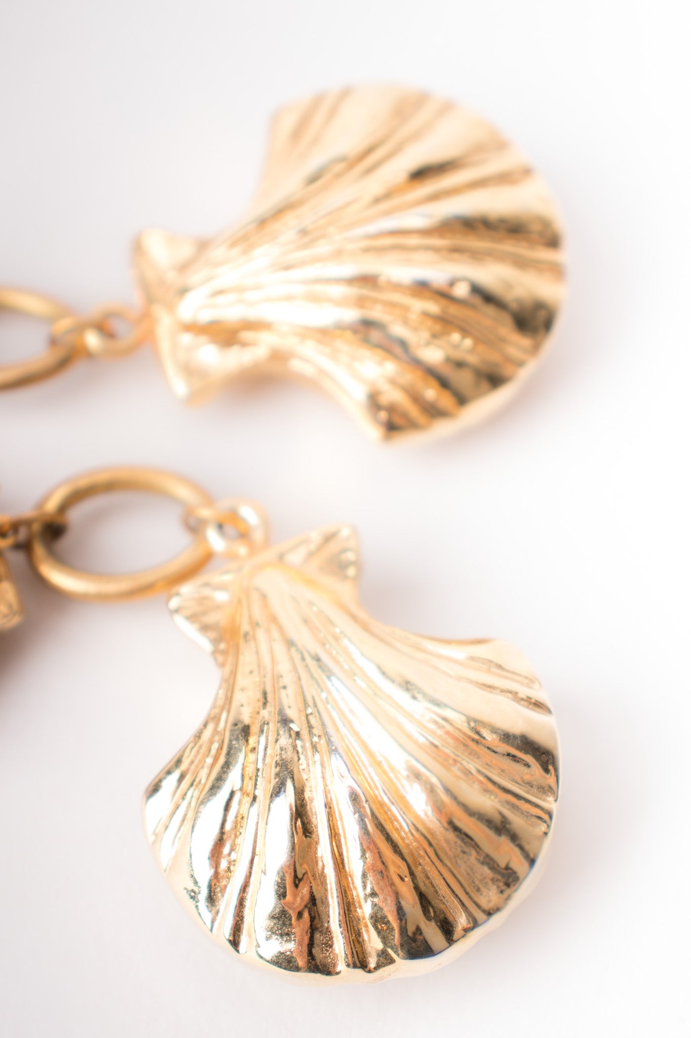 Vintage Golden Seashell Drop Earrings