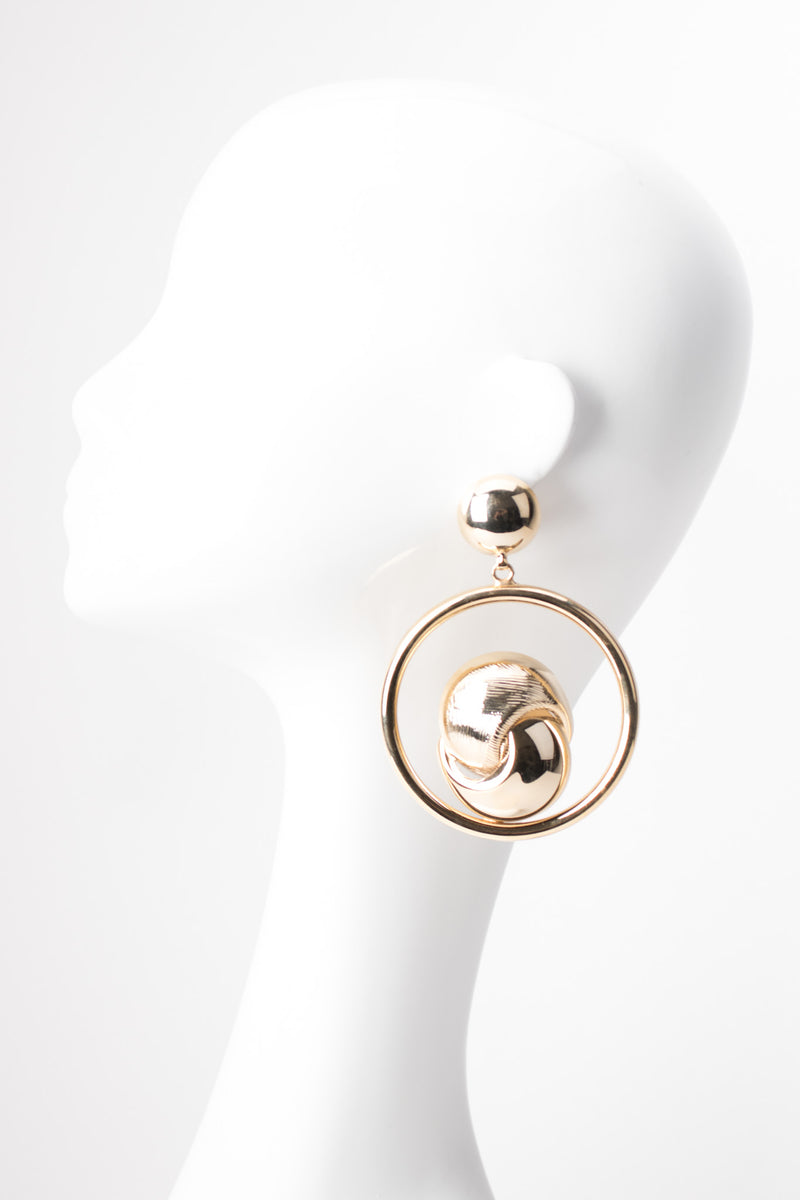 Gold Oversized Knotted Hoop Doorknocker Earrings