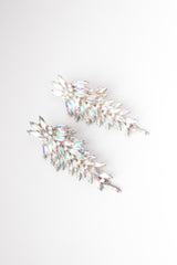 Vintage Iridescent Rainbow Unicorn Crystal Marquise Chandelier Wedding Bridal Earrings