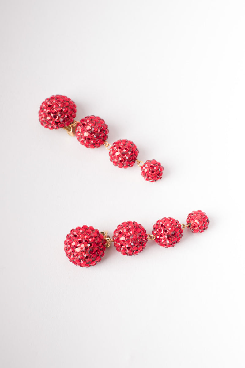 Bellini By Formart Ruby Red Crystal Tiered Ball Drop Earrings