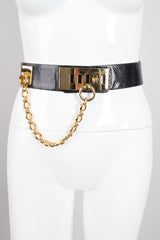 Judith Leibe Lizard Leather Gold Chain Turnlock Bondage Belt