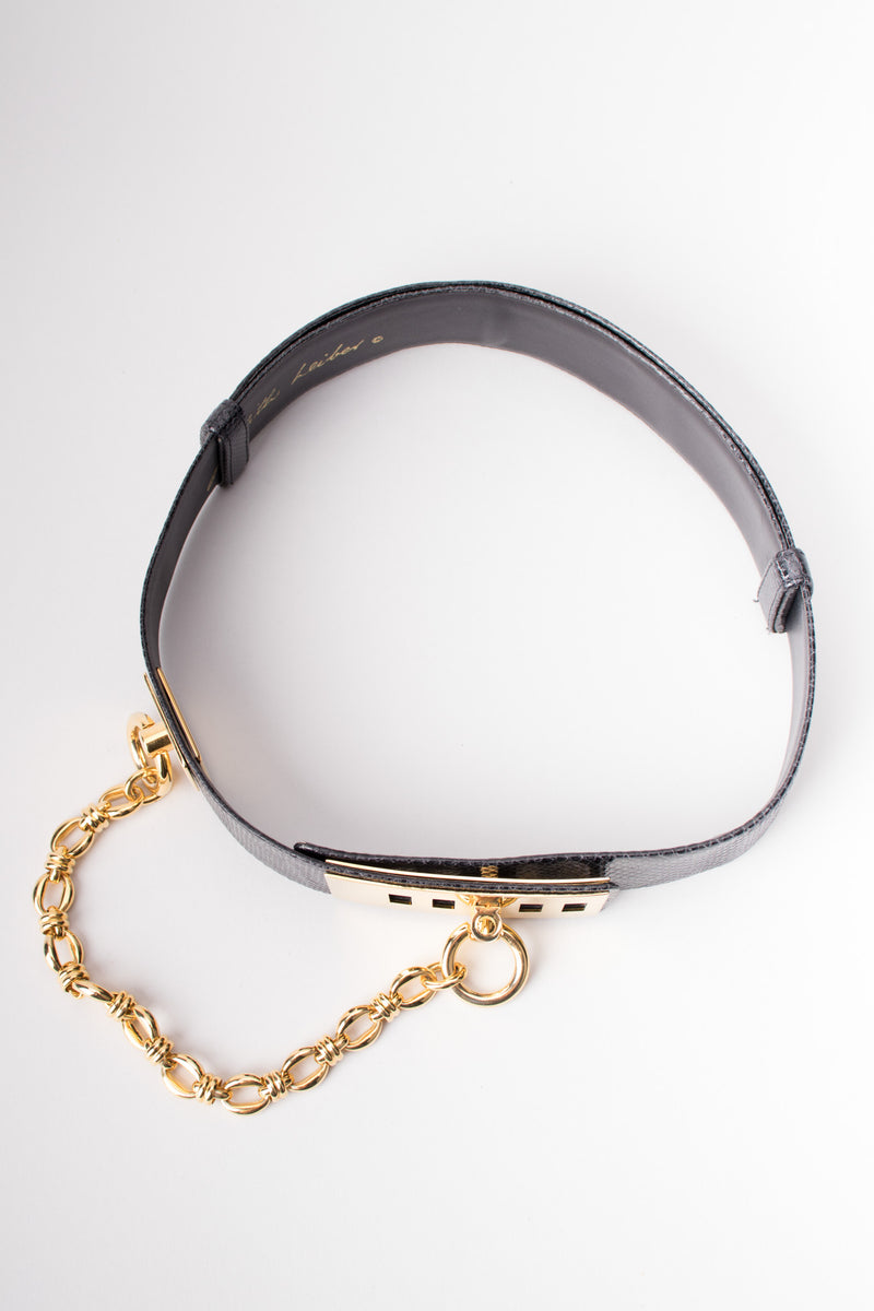 Judith Leibe Lizard Leather Gold Chain Turnlock Bondage Belt