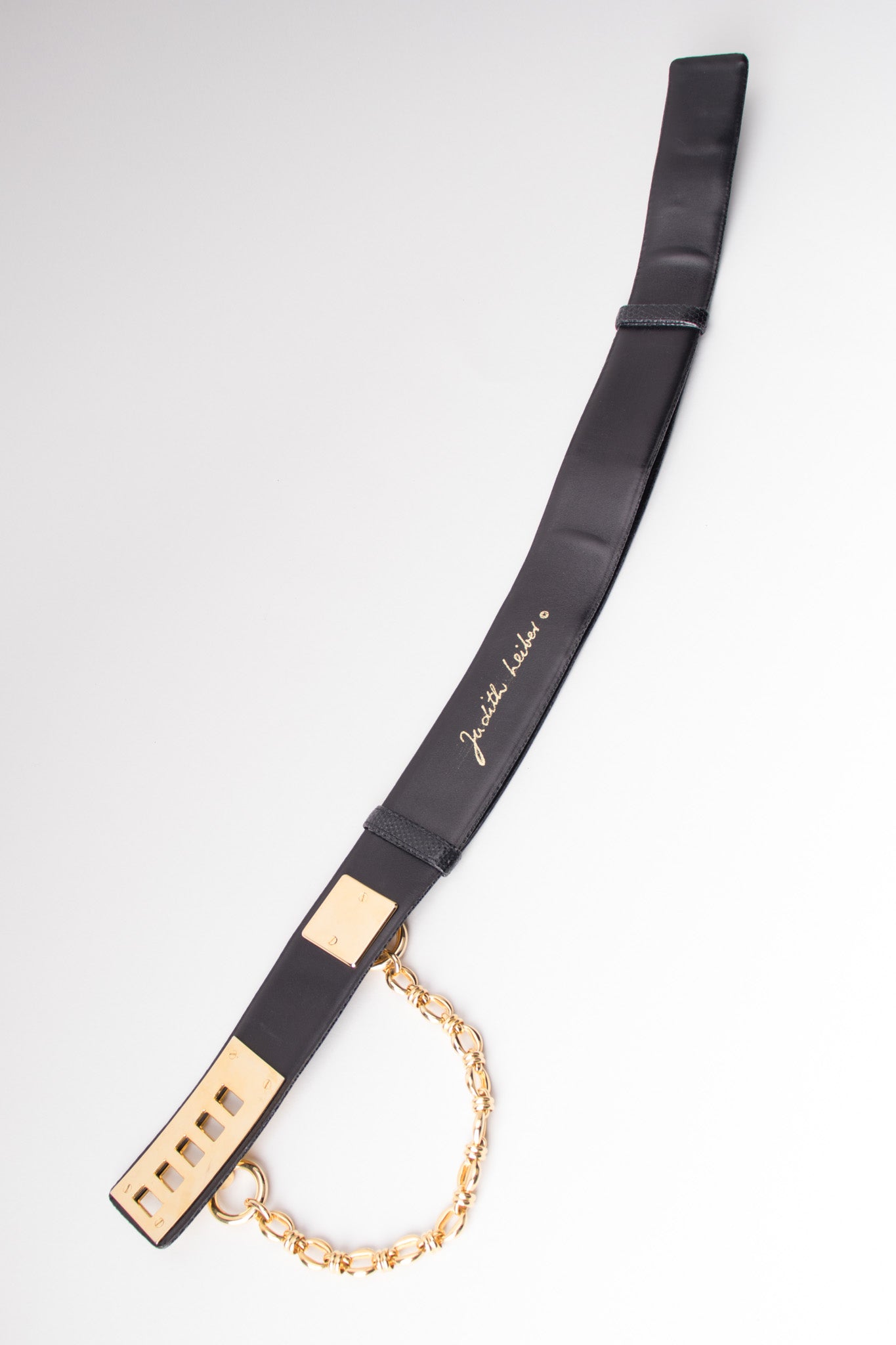 Judith Leibe Lizard Leather Gold Chain Turnlock Bondage Belt