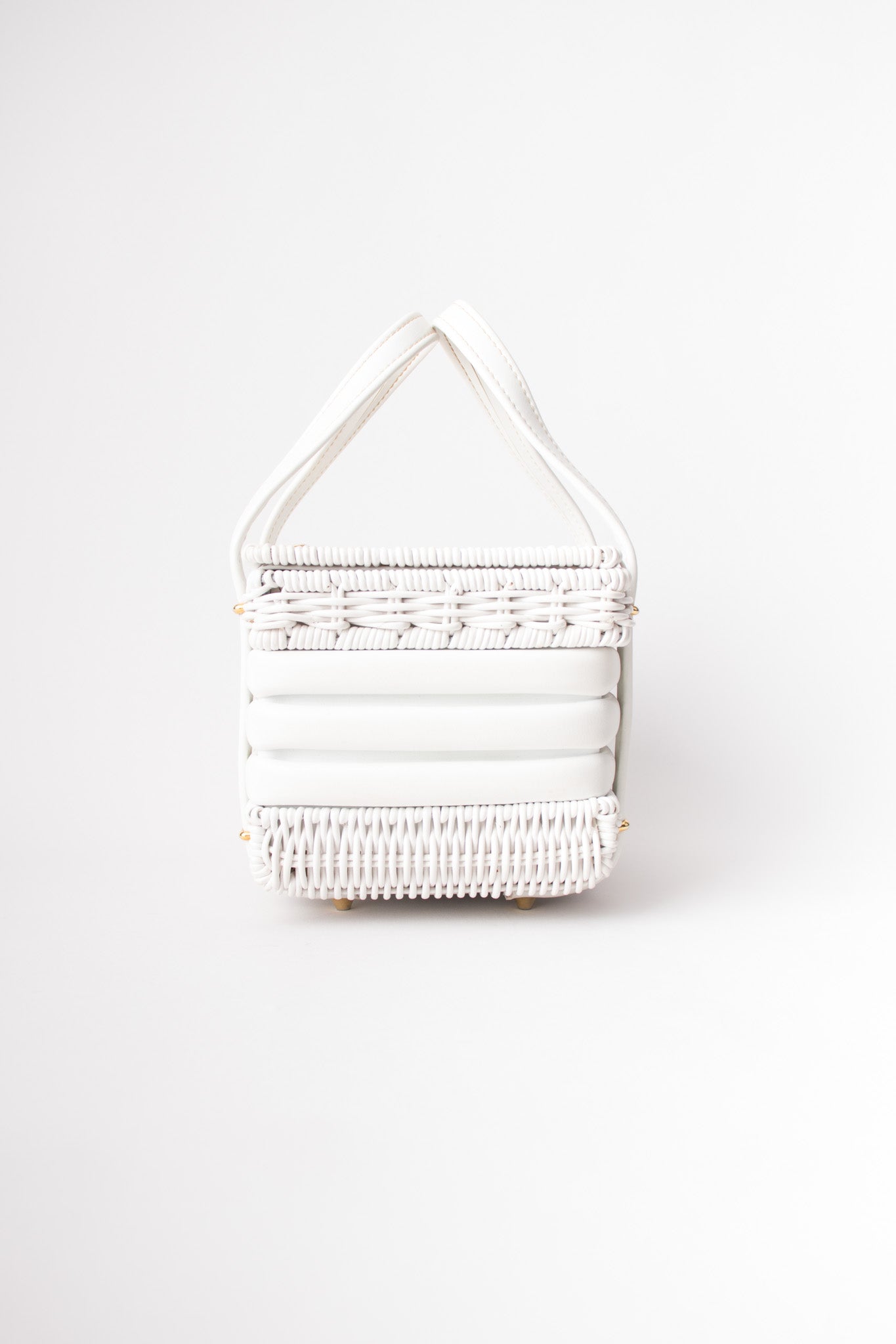 Walborg Vintage White Wicker Basket Box Bag