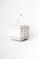 Walborg Vintage White Wicker Basket Box Bag