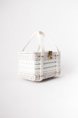 Walborg Vintage White Wicker Basket Box Bag