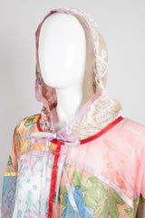 The French Clique Boho Ribbon Trim Hooded Gauze Patchwork Poncho