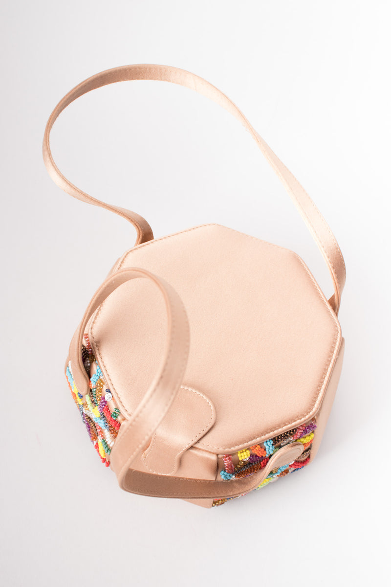 René Caovilla Rainbow Beaded Satin Box Bag