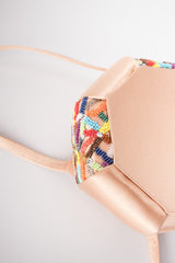 René Caovilla Rainbow Beaded Satin Box Bag