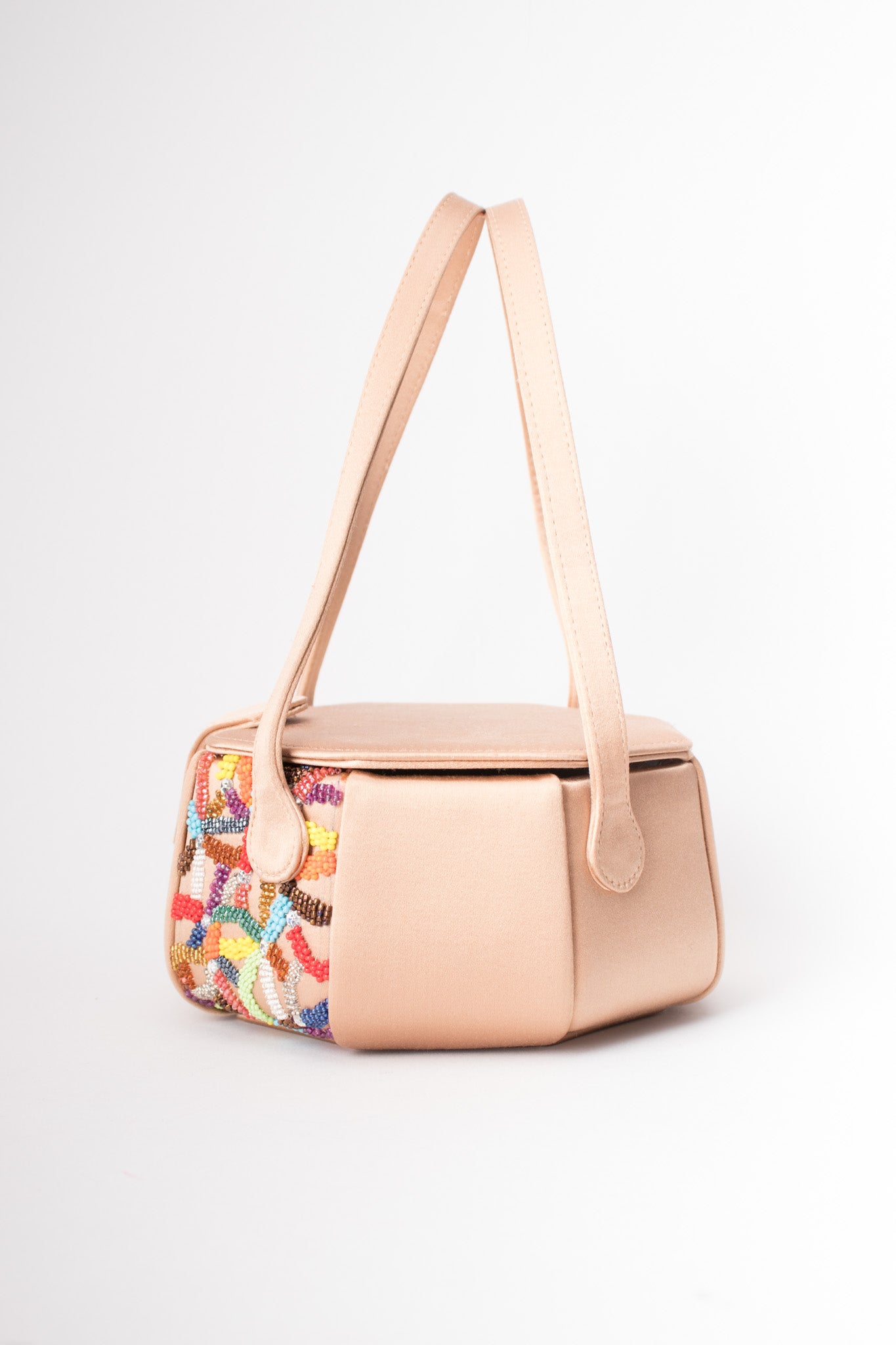 René Caovilla Rainbow Beaded Satin Box Bag