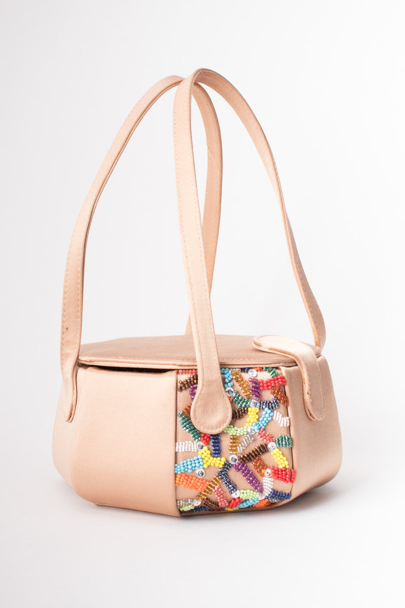 René Caovilla Rainbow Beaded Satin Box Bag